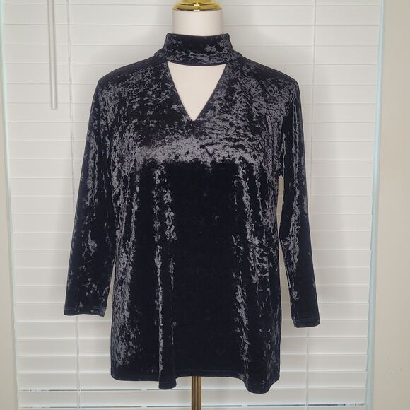 Whimsigoth Witchy Goth Grunge Velvet‎ Dark Romantic Feminine Blouse Top Medium - Picture 1 of 6